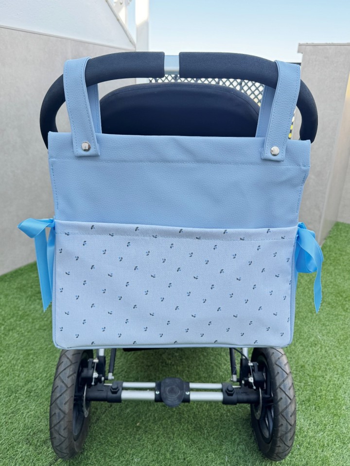 BOLSO POLIPIEL FLORES AZUL