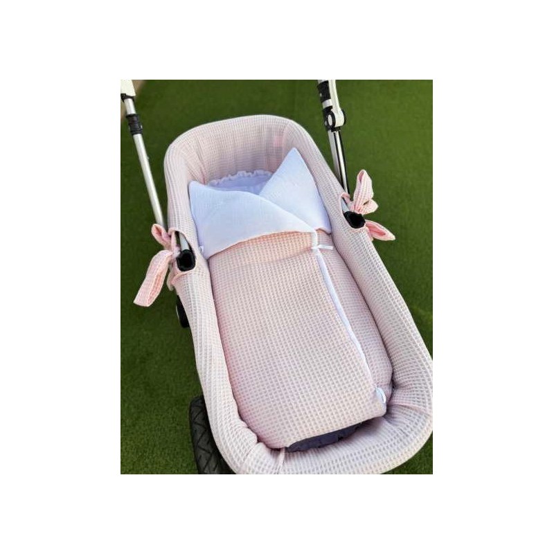 SACO MANTA CAPAZO WAFFLE ROSA