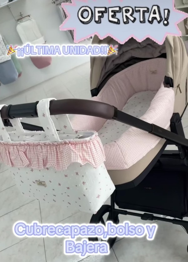 CONJUNTO CUBRECAPAZO+BAJERA+BOLSO MARIPOSAS ROSAS
